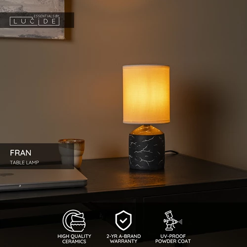 Lucide FRAN - Table lamp - Ø 13 cm - 1xE14 - Black - Essential - USP